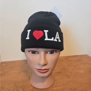 I Love LA Kids Beanie - Black and Red